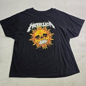Metallica Black T-Shirt Pushead Sun Skull Graphic Band Rock Tee Men's XXL